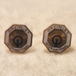 Vintage Optimist International‎ Gold Tone Lapel Pin Tie Tack Set